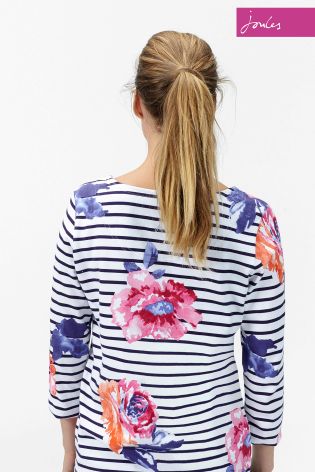 White Joules Harbour Rose And Stripe Print Top